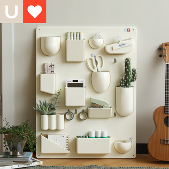 Younal home punch-free hole board wall hanging dormitory office kitchen bathroom entrance rack storage good things cream style 16 zone storage abs material