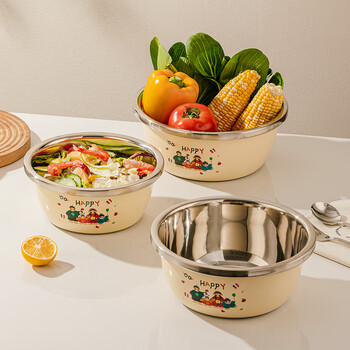 Treejack 304 stainless steel cooking basin kitchen household baking and kneading basin wash basin egg salad hot pot basin