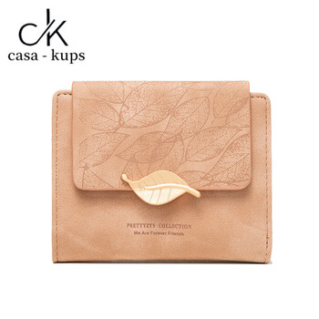 Casa-kupsck korean style simple fashion solid color women's short wallet small fresh multifunctional student wallet niche design pink