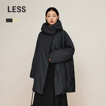 Less 2024 winter new hooded loose mid-length down jacket 2o0c12740 023 iron gray m