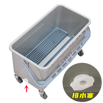 Rectangular mop bucket square bucket squeeze bucket wash mop bucket thickened plastic bucket car wash mopping household cleaning bucket gray with drain port with wheels