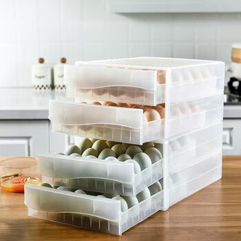 Qinkai drawer-type household refrigerator with egg storage box, storage box, fresh-keeping 60-grid egg carton holder togg artifact 2 2-layer drawer type (egg carton holds 120 eggs