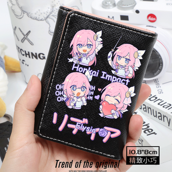 The analects of confucius honkai game peripheral alicia fan wallet short female student card holder cute cartoon black w alicia q version