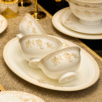 Hanyuxin 2025 new jingdezhen ceramic bowl and plate set, housewarming gift, household chinese tableware complete set, light luxury and high-end sense (suitable for small families) 38 pieces丨packed in leather case