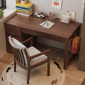 Pengneng solid wood desk study table modern simple office computer desk desk bookcase all-in-one table home student writing desk desk + trump chair*1 remarks color 120cm*60cm*75cm