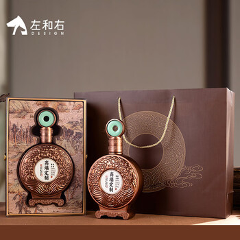 Left and right high-end liquor packaging gift box empty box with kilogram wine bottle custom packaging acrylic wooden box gift box wine box + wine bottle full box (6 boxes, 6 bottles, 3 bags, 1 box)