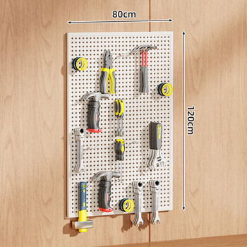 Linjia boy hole board tool hanging wall panel storage rack stainless steel storage hole plate workstation wall hanging hardware storage display hanging board warm white 120*80cm
