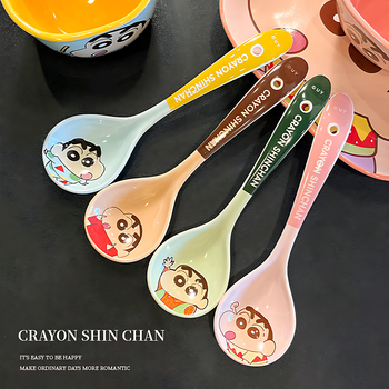 Miss yoka crayon shin-chan large ceramic household new style 2025 cute high-looking girls and children large soup spoons ceramic large spoons sweetheart powder