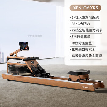 Merach jueying xr5 jueying ems hydromagnetic dual resistance rowing machine home gym equipment aerobic fitness high-end cherry wood cherry wood-ems hydromagnetic dual resistance-yoshi new work-high
