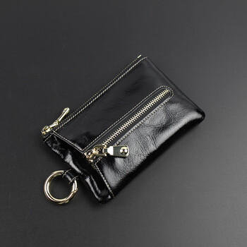 Goyn card holder coin two-in-one multi-function storage genuine leather small key bag women's large capacity thin korean cute keychain black