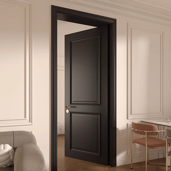 Solid wood painted bedroom walnut north american oak flat door new chinese style room antique style interior door black solid wood rubber wood painted door