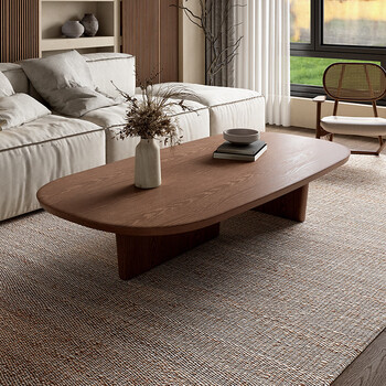 Huiyoulong pure solid wood coffee table, minimalist style, creative and high-end sense, small living room ash wood simple log tea table, all solid wood pine, dark walnut color, embossed technology, 100x50x40cm small coffee table