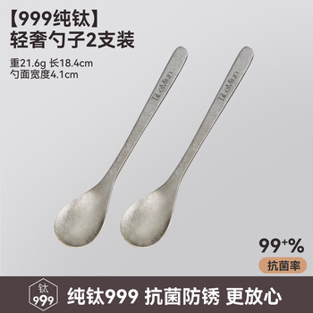 Worthbuy 999 pure titanium spoon food grade household antibacterial japanese light luxury ice pattern titanium tableware high temperature resistant and mildew proof spoon 999 pure titanium light luxury spoon 2 pieces