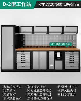 Greener auto repair tool truck parts cabinet combination workbench cabinet heavy duty operation station stainless steel workshop tool cabinet d2 type