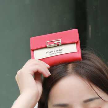 Good and cute ladies wallet 2024 new high-end ladies small wallet 2019 new small wallet female short korean version trendy folding red