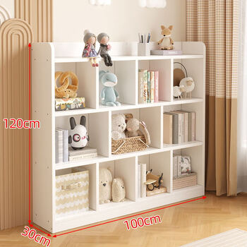 Mengjias home delivery white solid wood bookshelf children's floor bookcase free combination grid cabinet storage rack low cabinet deepened version 3 layers 100 long 120 high 30 deep