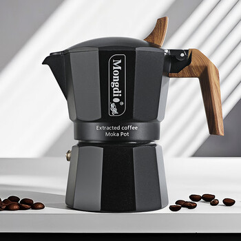 Mongdio moka pot double valve high pressure hand-brewed coffee pot household espresso machine black 2 servings 90ml