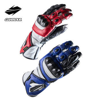Gansoulwanggs king zhujin beast racing pro gloves long winter motorcycle riding carbon fiber motorcycle mount fuji men racing pro long white l