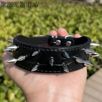 Oimg small dog rivet dog collar cat teddy domineering anti-bite neck dog collar metal spike spike dog collar black regular short nail style xs (neck circumference 21-25 cm, recommended 4-6 pounds)