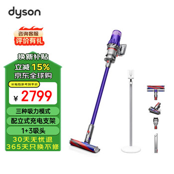 Dyson digital slim fluffy cordless vacuum cleaner v10 series large suction dust and mite removal household cat hair suction 4-nozzle model with charging stand new