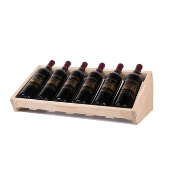 Full-bow red wine rack with diagonal placement. solid wood light luxury supermarket red wine rack. home storage display rack. wine bottle rack. wine cabinet. unpainted wood. 6 bottles. 58 cm long.