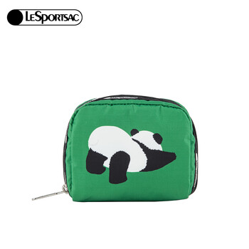 Lesportsac panda panda small bag cute cosmetic bag storage change portable clutch bag green panda panda
