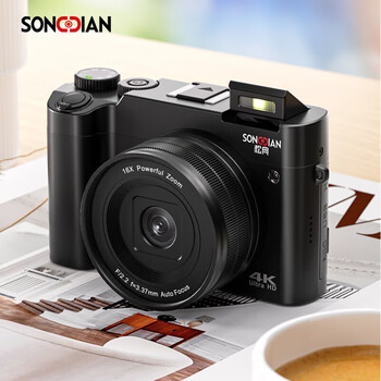 Songdian digital camera front and rear dual camera 6400w high-definition mirrorless camera vlog portable student entry-level camera dc218 black 32g memory