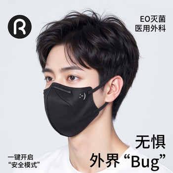 Runmi biotech disposable medical surgical mask 3d three-layer sterilization adult personalized pure black mixed/30 piece box