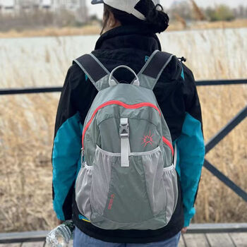 Fir mountain outdoor ultra-light women's summer folding backpack portable travel mountaineering bag 25l-spider azure/pink