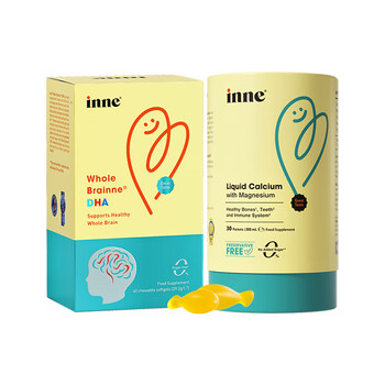 Inne small gold bars calcium magnesium zinc orange flavor 30 bars + whole brain dha 40 capsules