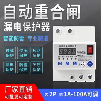 Open switch main gate lightning protection and leakage protector 220v household intelligent automatic reset reclosing circuit breaker monitoring box 2p 63a