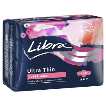 Libra australia libra ultra-thin winged day and night sanitary napkins without fluorescent agent ultra-thin super winged 18 pieces 1 package