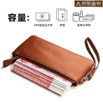 Guig germany imported quality genuine leather coin purse women's 2025 new one-piece wallet bag men's large banknotes first layer cowhide-caramel color
