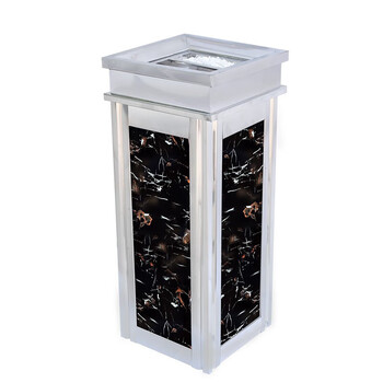 Mrs. zhuang's special hotel trash can lobby with ashtray, silver and black gold flowers blooming on it