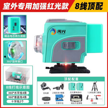 New style no blind zone outdoor ultra-bright green light 81216 strong light wall and floor dual-purpose level 8-line newly upgraded rotating window ld ultra-bright red c