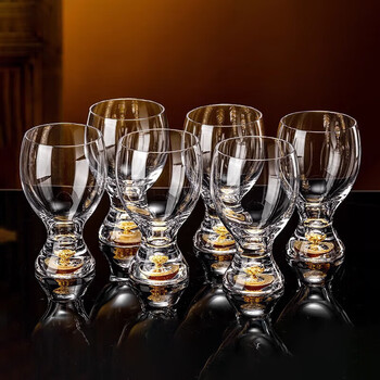 Lucaris crystal gold foil craft beer cup draft beer cup home cup internet celebrity large capacity bar special wine cup crystal gold foil big belly cup 350ml 6 pieces