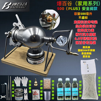 304 stainless steel household mini popcorn machine grain amplifier harvest popcorn machine small household dragon fin curved beam 500ml (plus) safety valve model