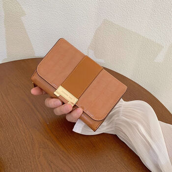 Chengyang women's wallet short fashion stone pattern large capacity multifunctional new girl folding hand coin card holder brown