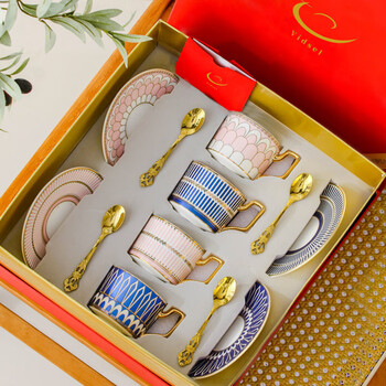 Vidsel light luxury coffee cup and saucer gift box set wedding gift for newlyweds high-end couple cup housewarming birthday souvenir