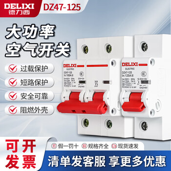 Delixi air switch d type high current dz47 household 2p high power switch 100a circuit breaker 220 100a 2p