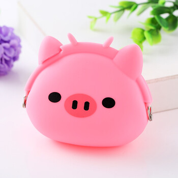 Changyin silicone coin purse cartoon coin bag children's wallet headphone bag mini student coin bag cute clutch pink piggy