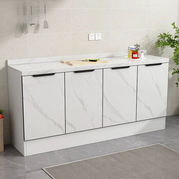 Oluoxun simple kitchen stove cabinet integrated quartz stone countertop kitchen room sink rental home stove cabinet customization flat style 110cm