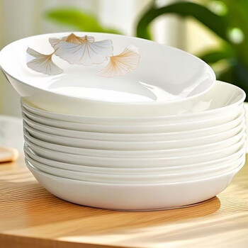 Ye yu 8-inch 10-pack home dish plate ceramic creative deep dish fish plate fruit plate rice plate tableware plate can be micro 10 discs diameter 20 height 3.5 8 inches