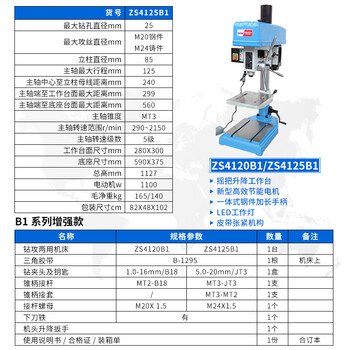 Xiling official direct-operated b1 industrial-grade spindle box lifting high-precision drilling machine bench drilling drilling and tapping all-in-one tapping machine zs4125-b1/380v/1100w