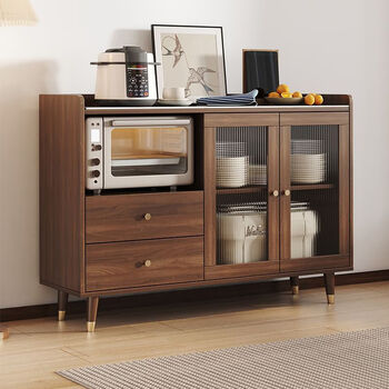 Dingzhou solid wood sideboard new chinese style living room wine cabinet tea cabinet kitchen storage cabinet multi-functional all-in-one wall storage cabinet xiaoyao 1.2m single cabinet all solid wood door-to-door installation (master door-to-door installation)