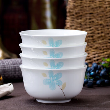 Remec bone china fragrant 4.5-inch reverse mouth rice bowl 4 pack admiralty bowl soup bowl rice bowl bone china bowl