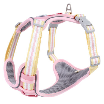 Qingou pet harness for medium and large dogs teddy bichon dog leash vest type dopamine dog walking rope wcc pink s (recommended 9-15 pounds)