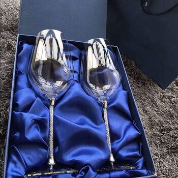 Swarovski red wine glass red wine glass set home crystal diamond wine glass tall foot 470ml (two simple packs