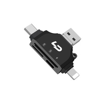 Lingdong yixun (ldex) camera card reader all-in-one mobile phone and computer dual-use high-speed four-in-one sd card tf card slr car recorder universal black