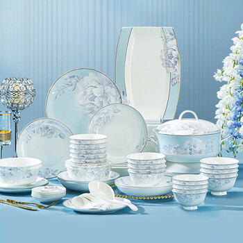 Lowe jingdezhen household new dish set high-value ceramic tableware set bowls and chopsticks moved to a new home
